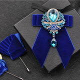 Men's Wedding Bow Tie Pins Set Luxury Rhinestone