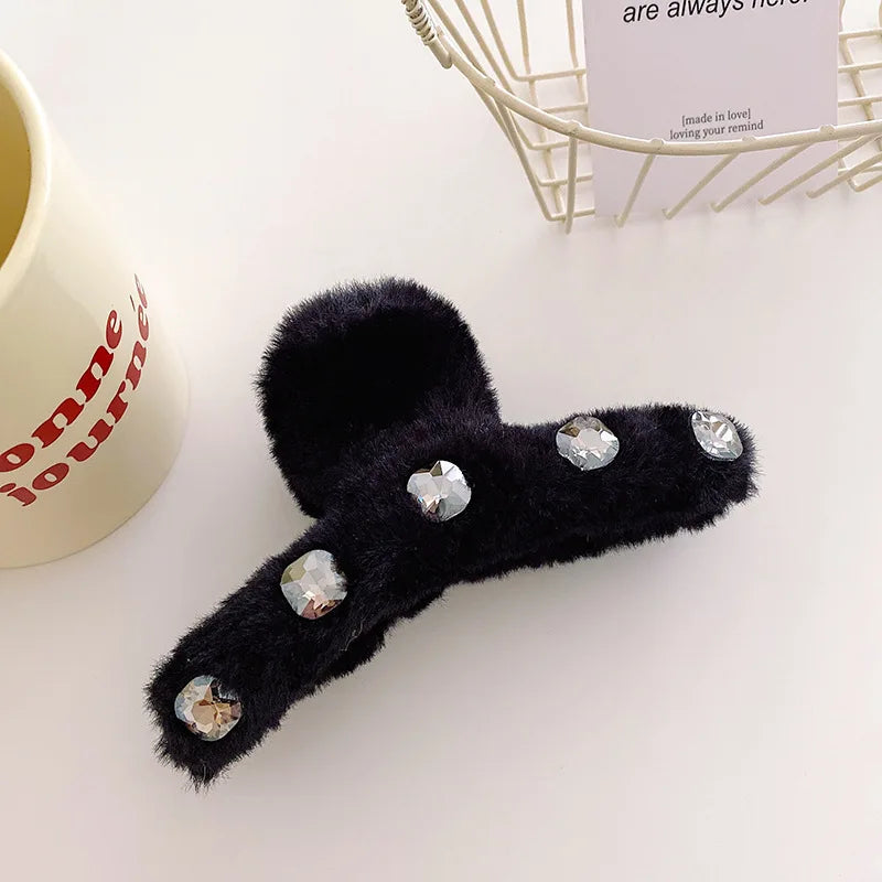 Autumn Winter Retro Oversized Geometric Plush Hair Clip