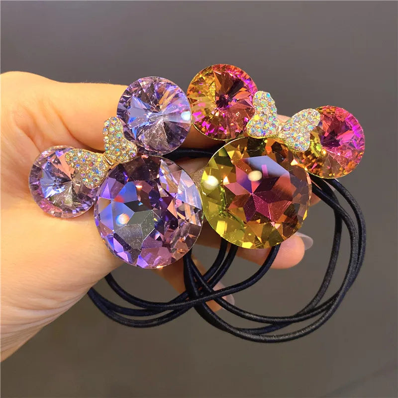 Cute Girls Elastic Hair Band Square Elegant Rhinestone