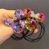 Cute Girls Elastic Hair Band Square Elegant Rhinestone