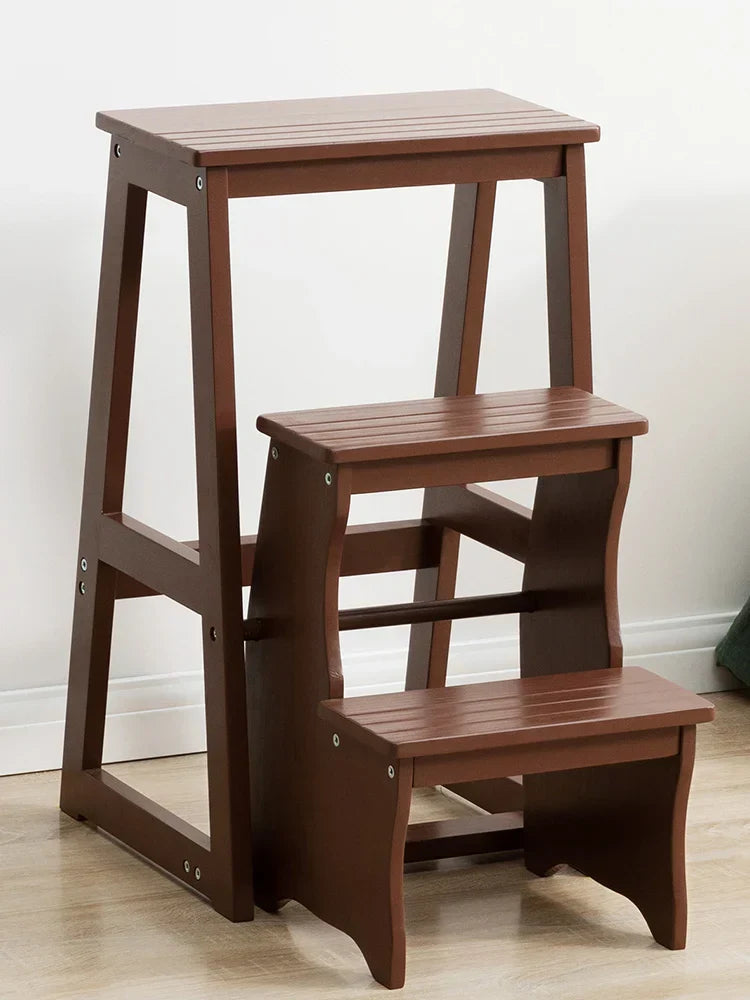 MOMO Solid Wood Folding Step Stool Home Three-step