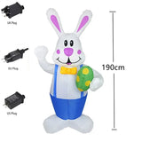 1.9M Blue Rabbit Inflatable Toys Built-in LED Light