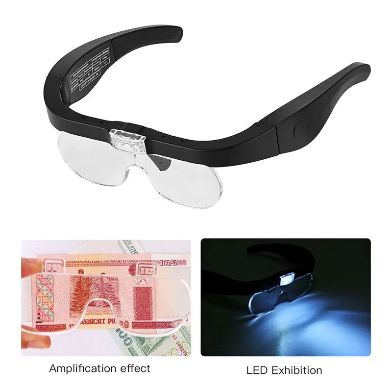 Head-mounted Magnifying Glasses With 2 LED Light