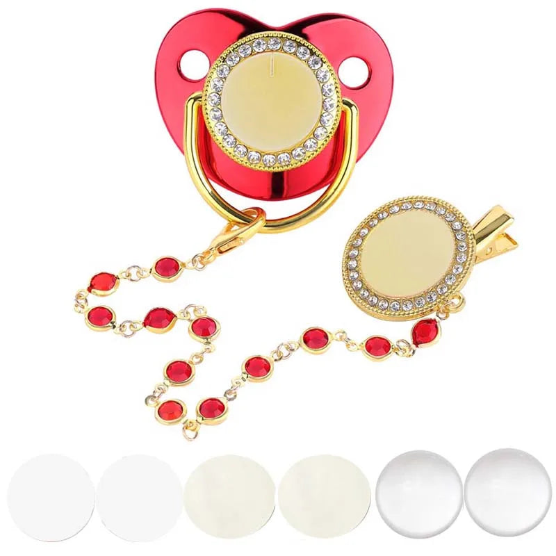 Blank Personalized Baby Pacifier with Chain Clips Covers