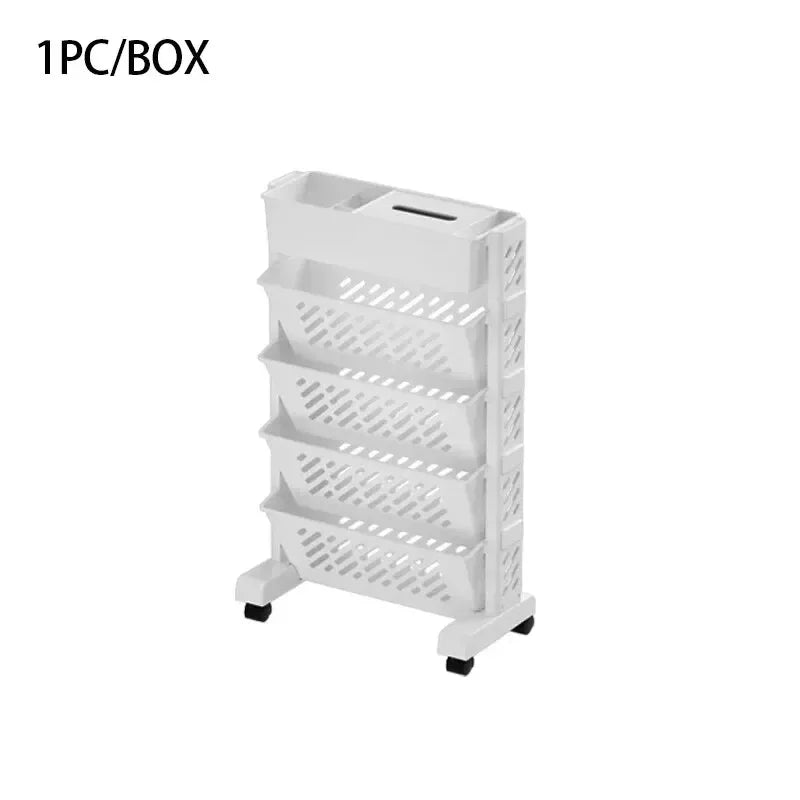 Floor Mounted Movable Bookshelf Table Side Bookcase 5