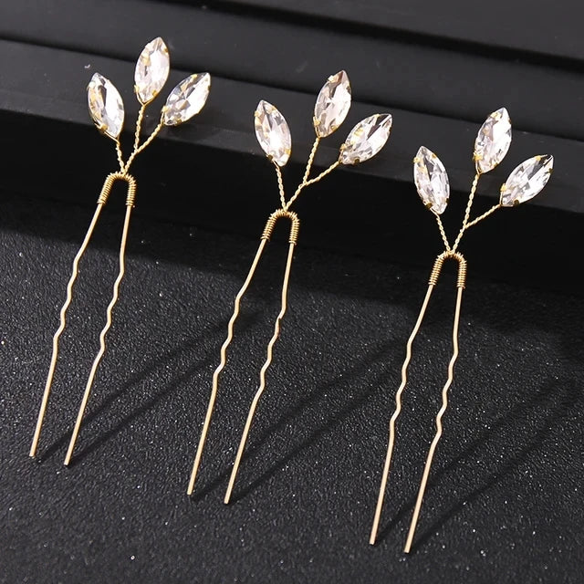 Bride Hairpins Wedding Hair Accessories Trendy Crystal U-shaped
