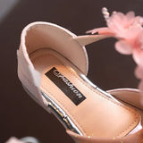 Girls Rhinestone Flower Shoes Low Heel Flower Wedding