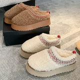 New Warm Fur Ankle Boots Women Flats Platform
