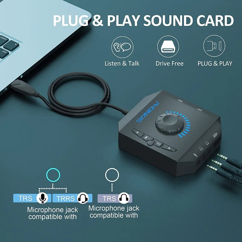 Professional Computer External Sound Card USB Audio Adapter