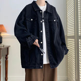 Plus Size 5XL-M Black Denim Jacket Mens Turn