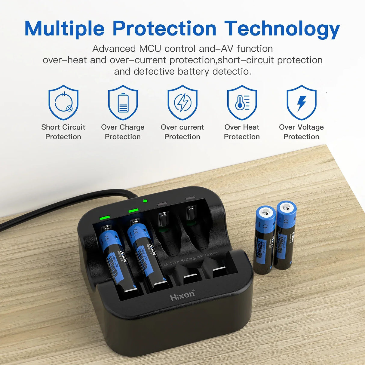 Hixon AAA 1100mWh 1.5V Li-Ion Rechargeable Battery ,Support