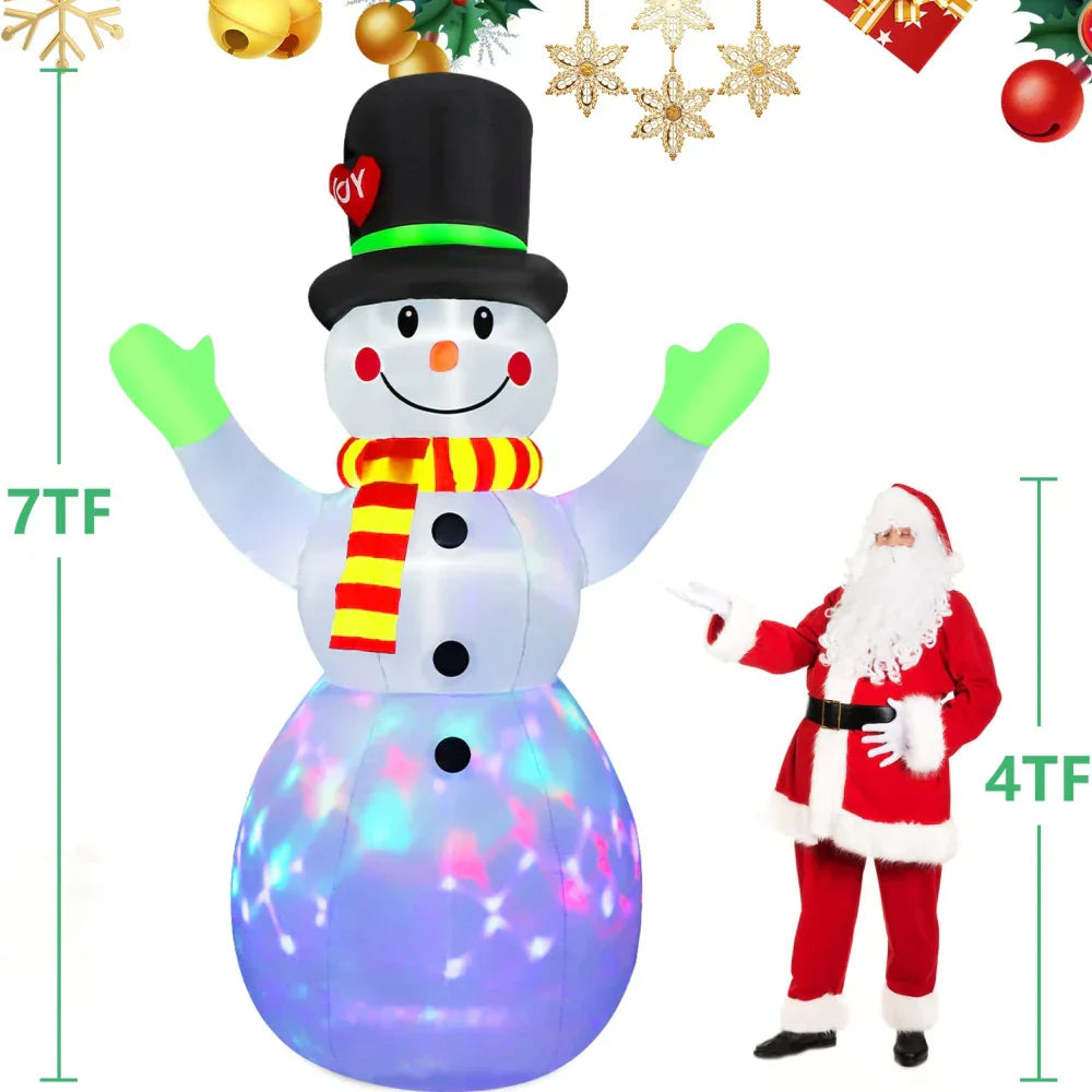 2.2M Christmas Snowman Inflatable Model Rotate LED Light