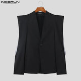 Men Blazer Solid Lapel Long Sleeve One Button