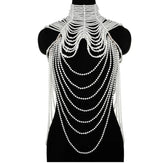 Women Body Chain Sexy Pearl Body Bra Chain