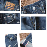Maden Casual Ripped Jeans for Men Brushed Denim