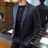 British's Style Vintage Plaid Blazer Men Casual Slim