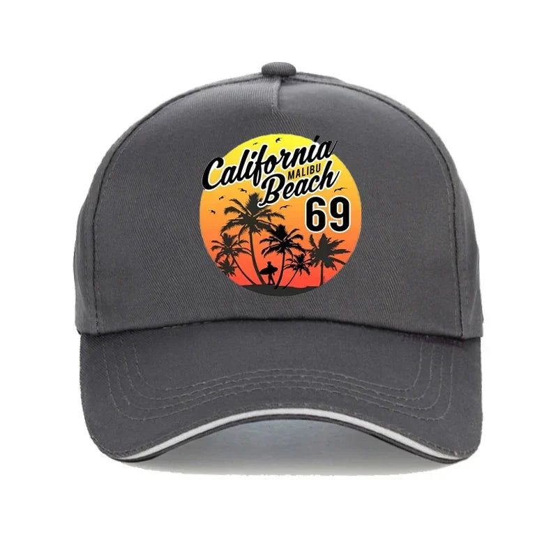 Vintage California Malibu Beach Sunhat Fashion Beach Cartoon