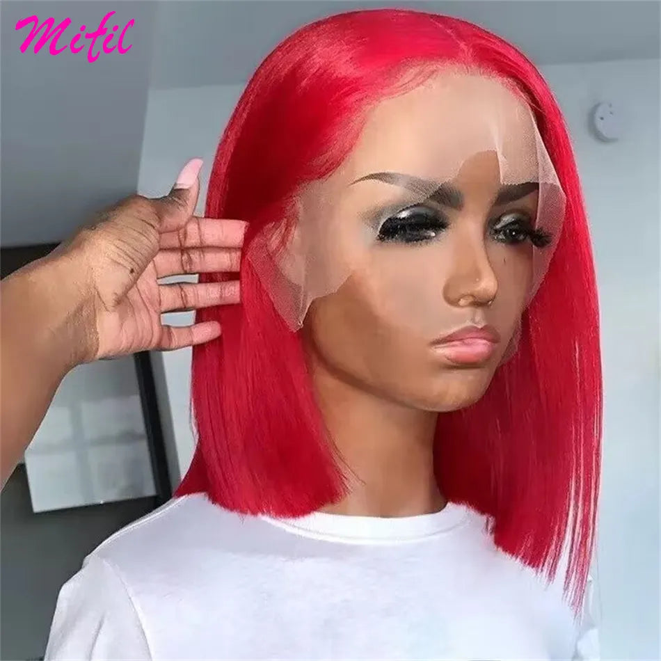 Burgundy Red Lace Front Human Hair Wigs For