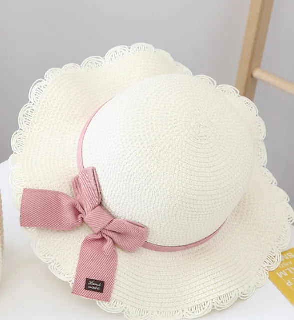 2pcs Set Summer Straw Hat With Bag For