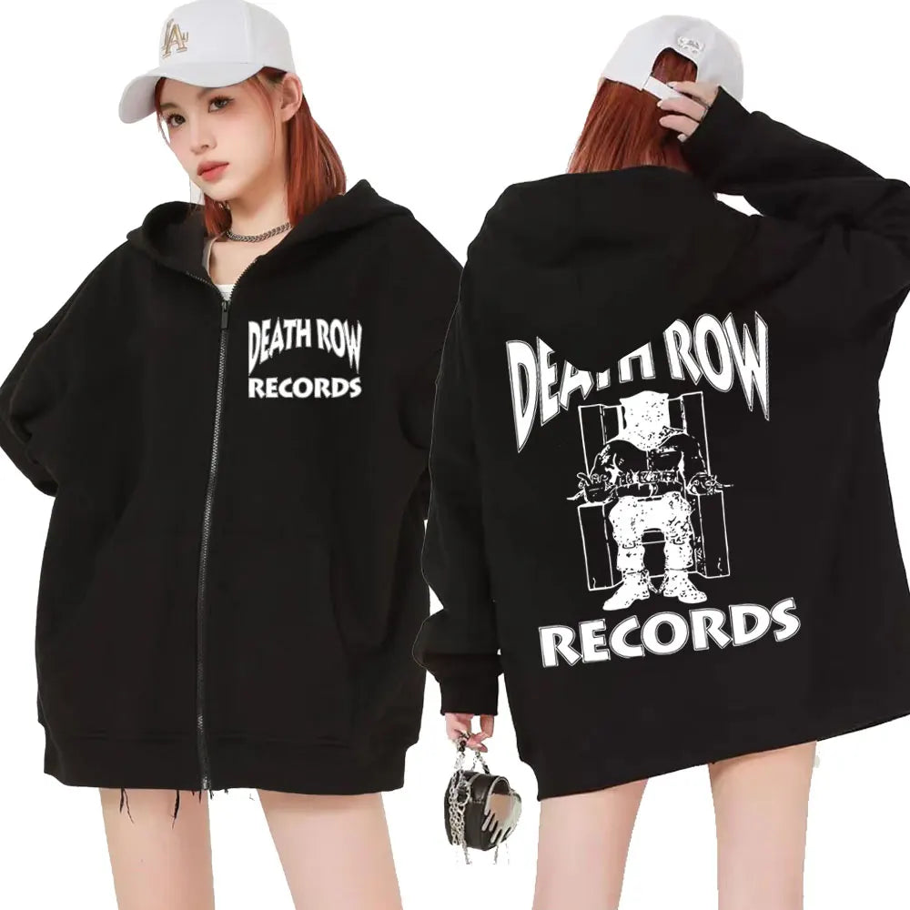 Death Row Records Zipper Hoodies Rapper Tupac 2pac