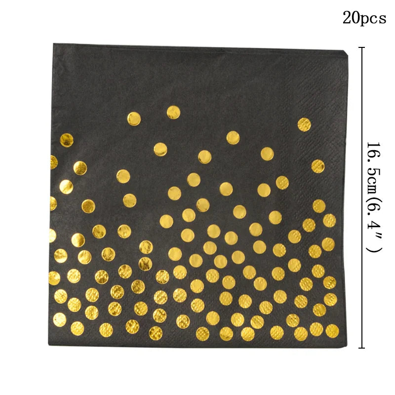 Black and Gold Party Supplies Polka Dot Plate