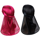 Unisex Silky Satin Durags Bandanas Turban Hat Elastic