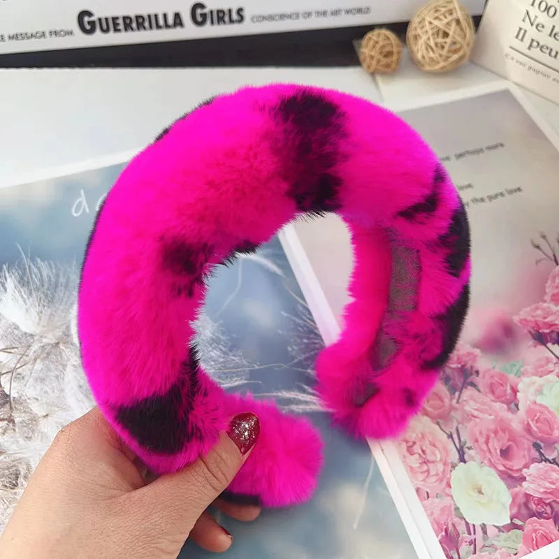 Real Rex Rabbit Hair Headband Fur Hairpin Korean