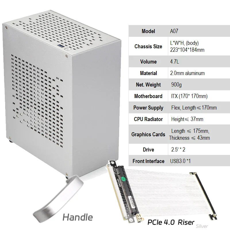 All Aluminum 2.0mm HTPC Mini ITX A4 Chassis