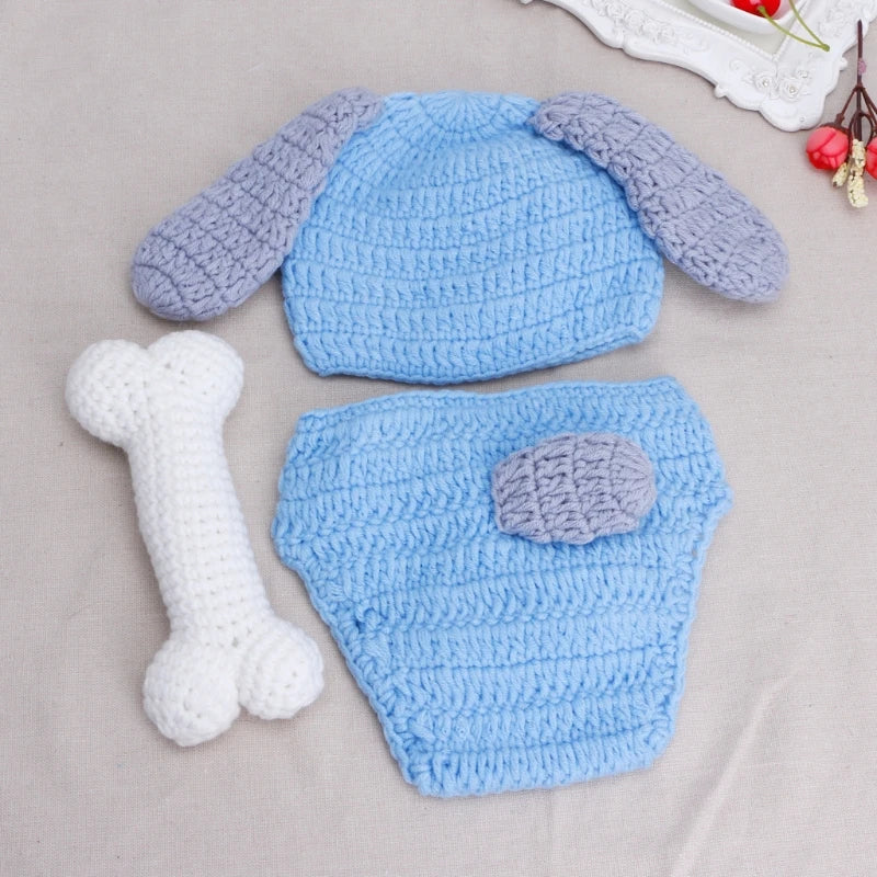 Newborn Photography Props Costume Hat Cape Set Crochet Knit Clothes Studio Photography Accessories Halloween Costumes