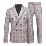 Red Striped Plaid Suit 2 Piece Men's Wedding