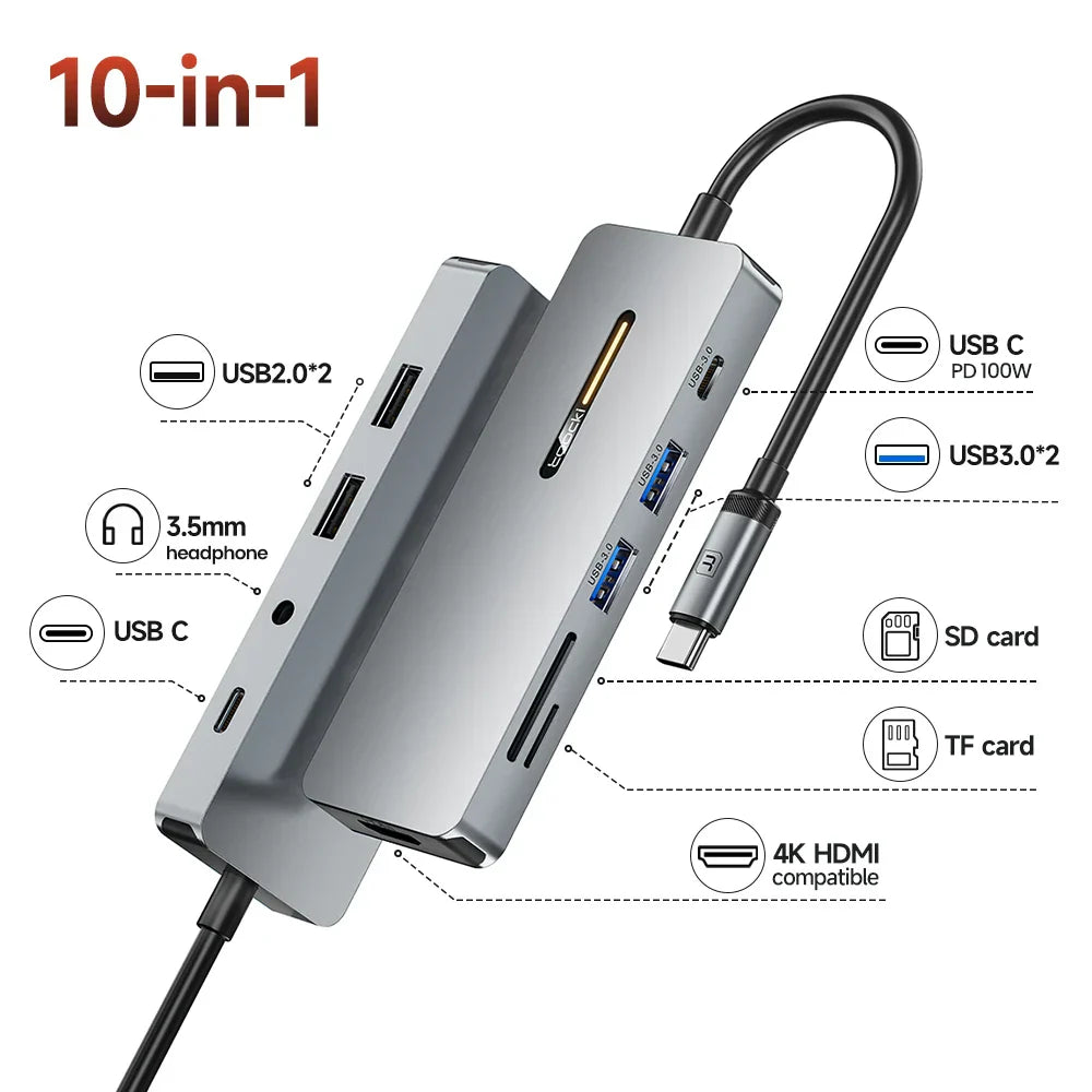Toocki USB 3.0 HUB Type C To HDMI-Compatible