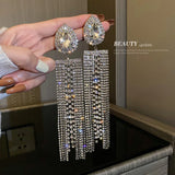 Fashion Statement Earring Long Full Rhinestone Big Earrings