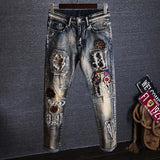 Tapered Graphic Jeans for Men with Print Hip