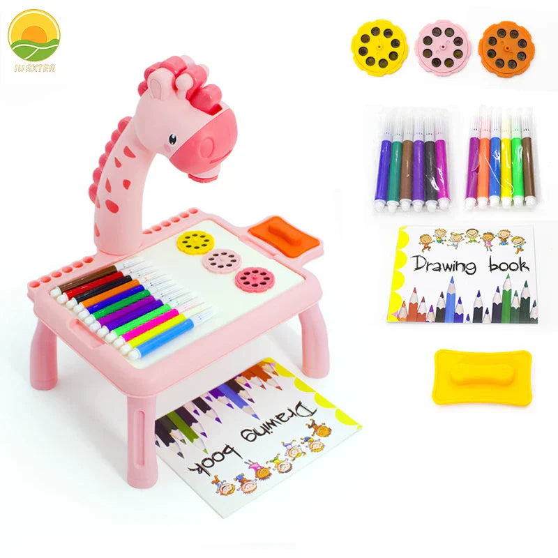 Children Drawing Board Projection Table Light Toy For Boy Сoloring Pen Book Tool Set Girl Learning Educational Kids 3 Year Gifts