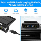 4 External Sensors Car Solar Power TPMS Tire
