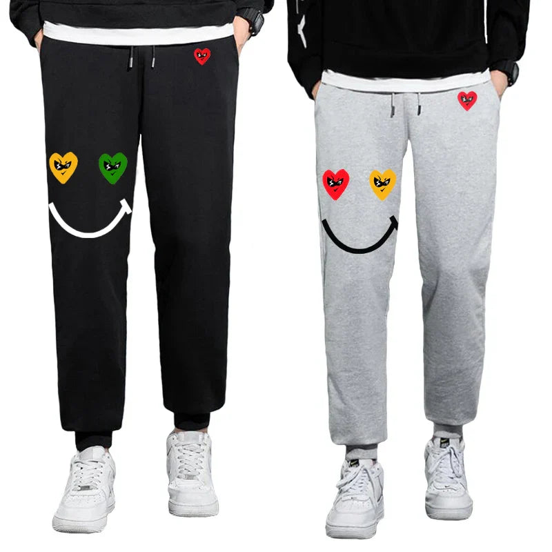 Men Women Spring Autumn Pants Heart Cartoon Embroidery