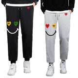 Men Women Spring Autumn Pants Heart Cartoon Embroidery