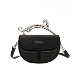 Solid Color Women's Luxury Handbags Cat Metal Handle