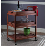 3-Shelf Wood Mobile Serving Cart With Lockable Wheels