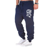 Fashion Casual Dragon Printed Jogger Pants Men Fitness