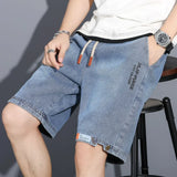 New Summer Men Denim Shorts Drawstring Loose y2k