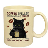 Funny Cat Mugs Coworker Gifts Coffee Spelled Backwards