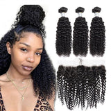 Elfriede Natural Black Kinky Curly Bundles with Frontal