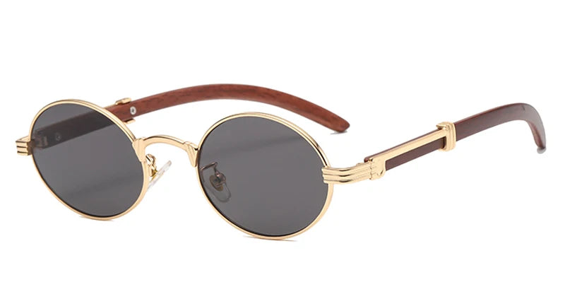 2022 New Vintage Imitation Wood Sunglasses Europe and