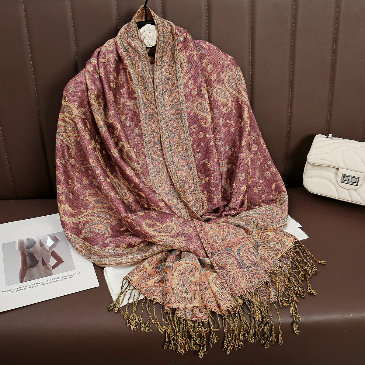 Luxury Pashmina Silk Scarf Shawl Wrap Paisley Jacquard