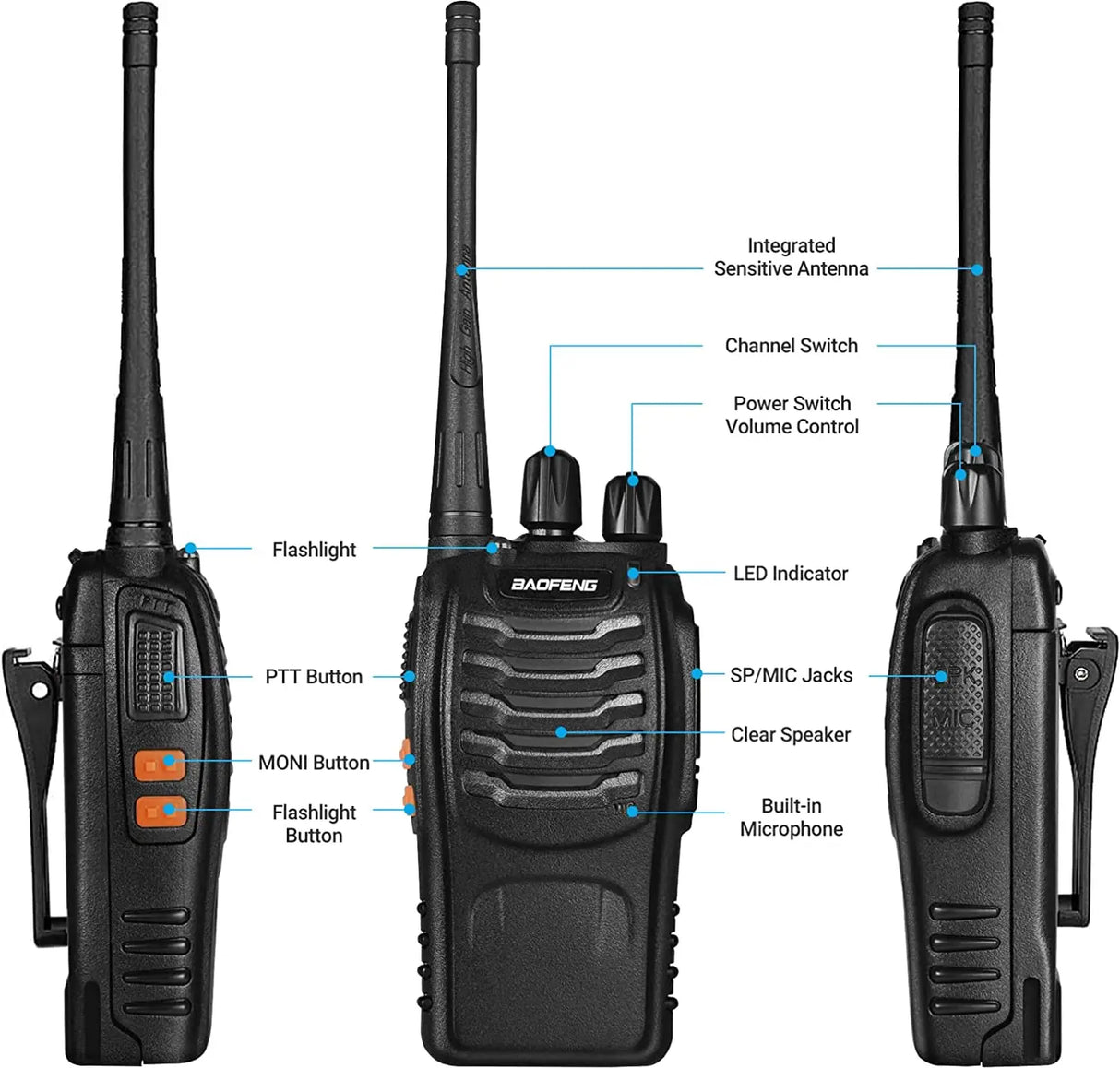 1/ 2PCS Baofeng BF-888S Walkie Talkie 888s UHF