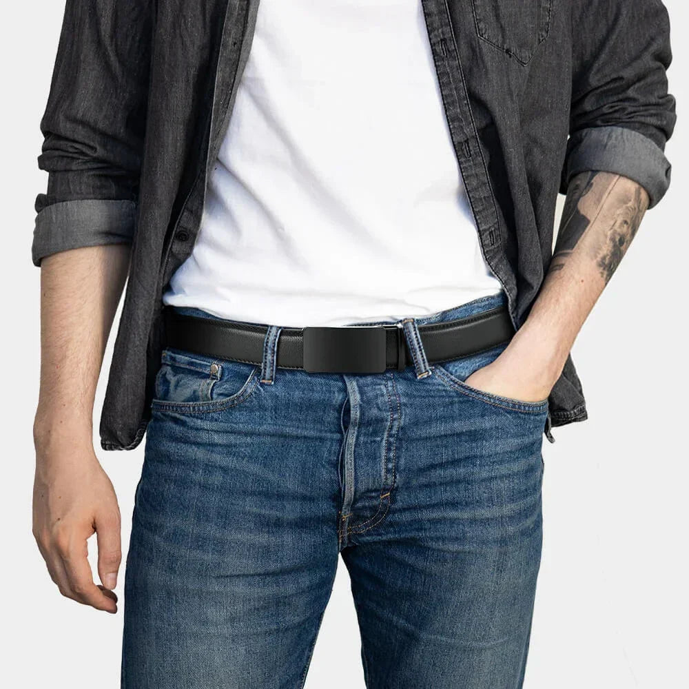 Men Belts Automatic Buckle Belt Genune Leather Authentic
