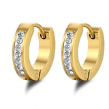 New Trendy Round Hoop Earrings Simple Zircon Stainless