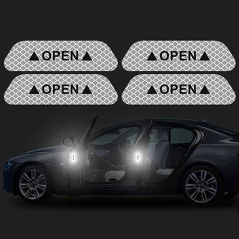 4PCSset Car Door Stickers Universal Safety Warning Mark