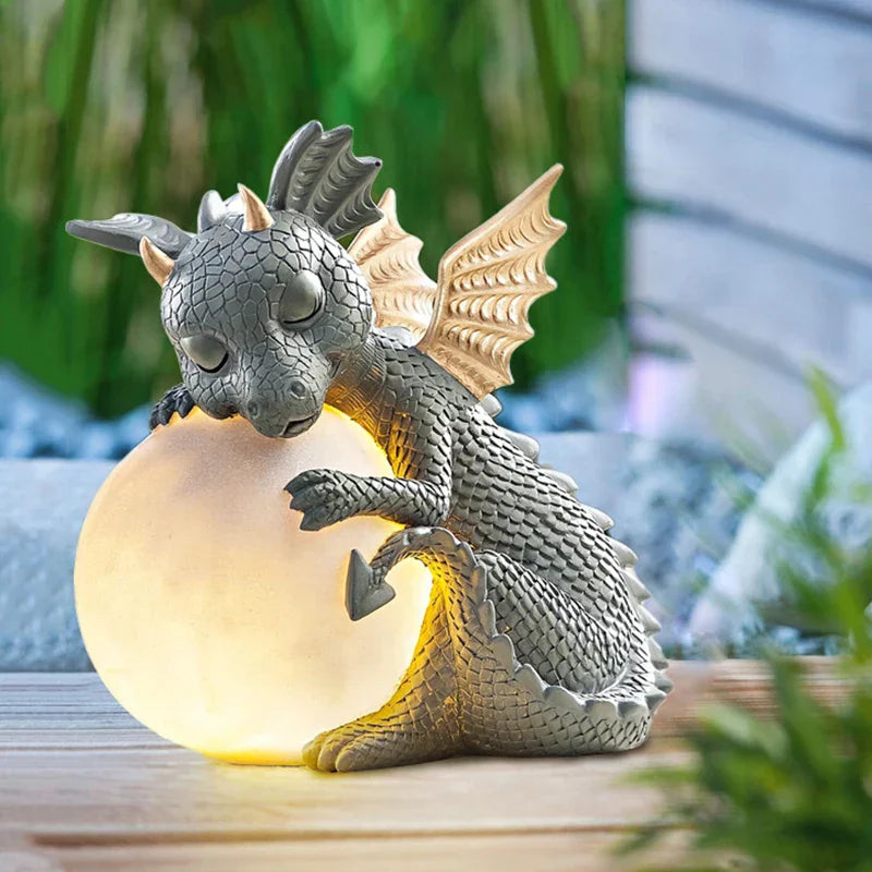 Resin Dragon Meditated Statue Courtyard Dragon Sculpture Dinosaur